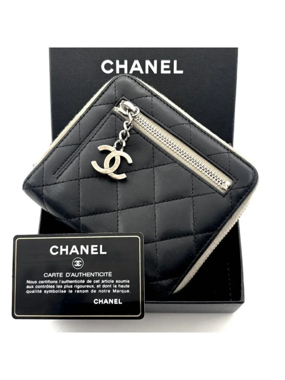 Chanel Wallet Quilted Zip Around Bifold